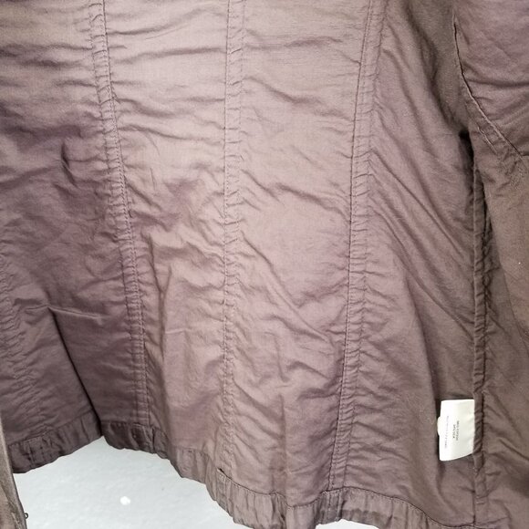 Eileen Fisher Seamed Jacket Medium Silk Blend Crinkle Clove Brown Snap Front NEW - Picture 7 of 16